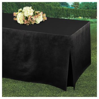 Enhance your table decor with our stylish black flannel table cover - perfect for adding a touch of elegance and sophistication to any event or gathering.