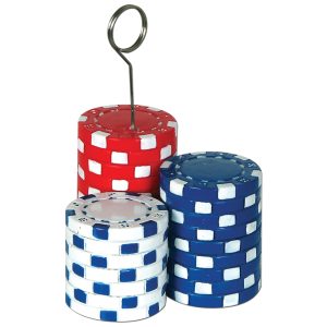 Poker chips with card holder.