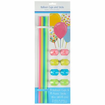 Balloon cups and sticks set packaging.