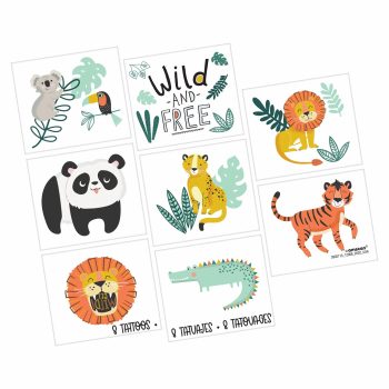 Wild animal illustrations with "Wild and Free".