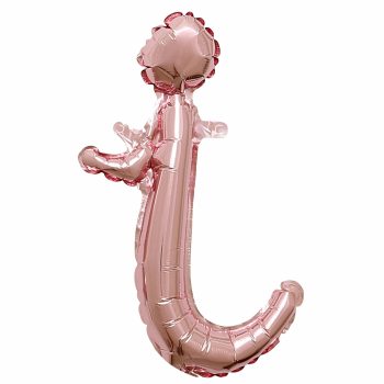 Pink letter J balloon on white background.