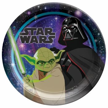 Star Wars plate featuring Yoda and Darth Vader.
