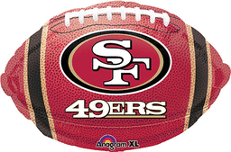 Red football with 49ers logo design.