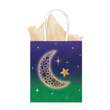 Gift bag with crescent and star design.