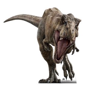 Roaring Tyrannosaurus rex in aggressive stance.