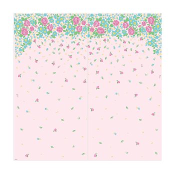 Floral pattern with pink and green accents.