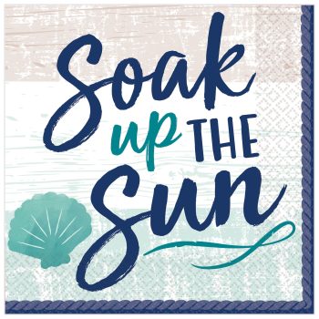 Soak up the sun text with shell.