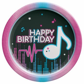 Music-themed "Happy Birthday" decorative plate.
