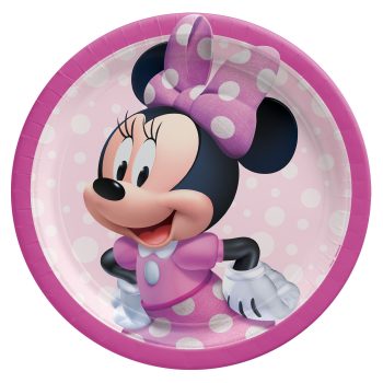 Pink Minnie Mouse-themed paper plate design.