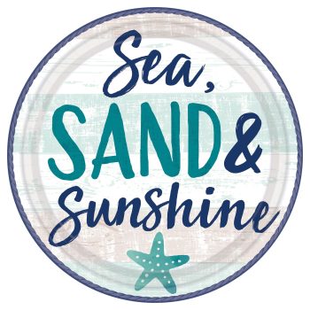 Sea, Sand & Sunshine" with starfish design.