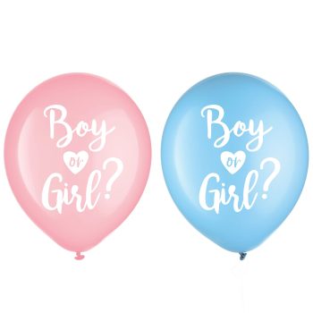 Boy or Girl? Blue & Pink Gender Reveal Latex Balloons, 12in, 15ct