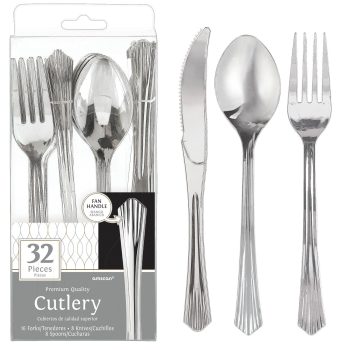 SALE - Fan Handled Assortment - Silver-Look 32ct