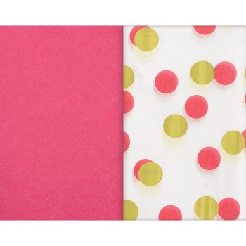 Tissue - Pink & Gold Dots, Hot-Stamped 8ct