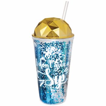 SALE - Printed Glitter Straw Tumbler 16oz