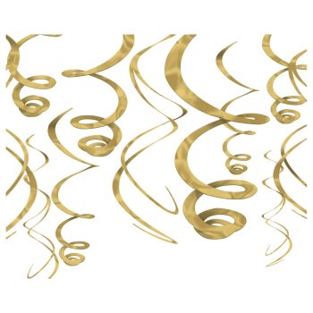 Plastic Swirl Decorations - Gold 12ct