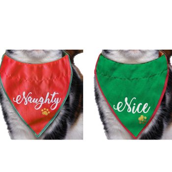 SALE - Naughty/Nice Pet Bandana, Reversible
