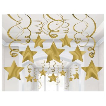 Gold Star Swirl Decorations, 30ct