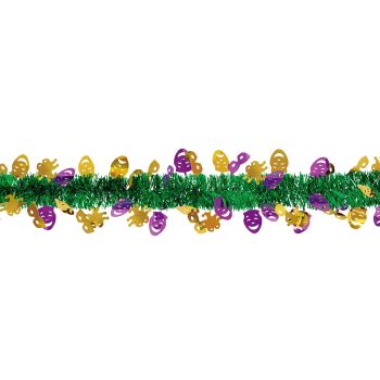 Mardi Gras Masks Tinsel Garland, 15ft