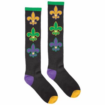 Mardi Gras Light Up Knee Socks, 2ct