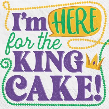 Mardi Gras King Cake Paper Beverage Napkins, 5in, 40ct