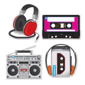 Cassette Player Cutouts, 12in-14in, 4ct