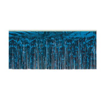 Blue Metallic Fringe Drape Blue, 15in x 10ft