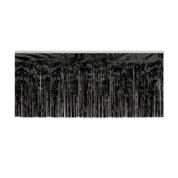 Black Metallic Fringe Drape, 15in x 10ft