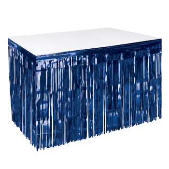 Navy Metallic Table Skirting Navy, 30in x 14ft