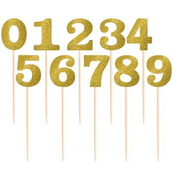 SALE - Table Number Picks (1-12) - Gold Glitter 15ct