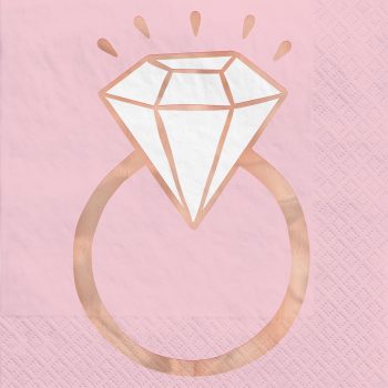 Blush & Rose Gold Diamond Ring Lunch Napkins 16ct