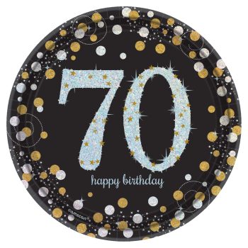 Prismatic 70th Birthday Dessert Plates 8ct - Sparkling Celebration