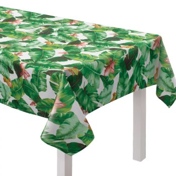 Tropical Jungle Leaves Fabric Tablecloth, 60in x 104in