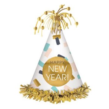 Happy New Year Cone Hat - Multi 10.5"