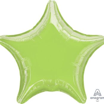 A shiny light green star-shaped balloon.