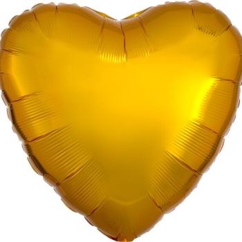 A shiny gold heart-shaped balloon.