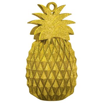 A golden pineapple-shaped ornament with a textured surface.