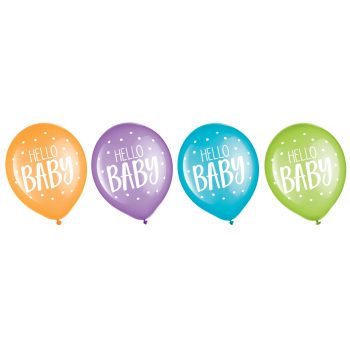 Colorful balloons with 'BABY' text for a baby shower.