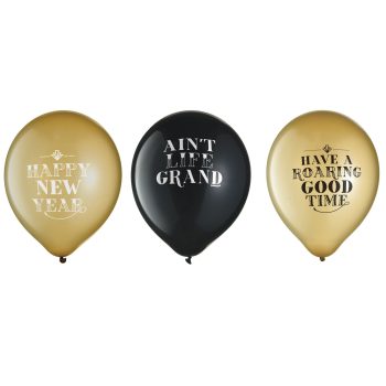 Roaring 20's Printed Latex Balloons 6ct
