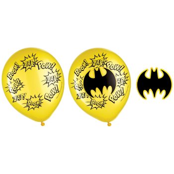 Yellow balloons with comic book sound effects.