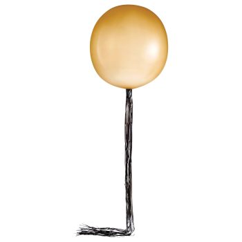 Golden lollipop with a twisted black stick.