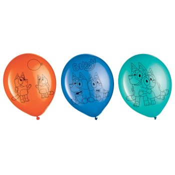 Three balloons with cartoon dog designs.