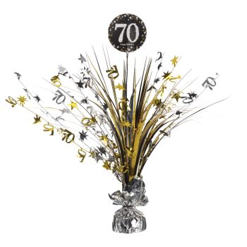 70th birthday table decoration with stars.
