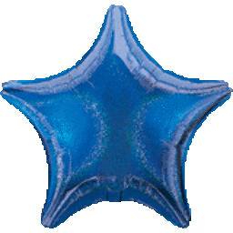 A shiny blue star-shaped balloon with a metallic finish.