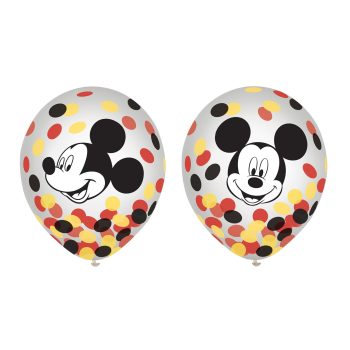 Polka dot balloons with cartoon mouse design.