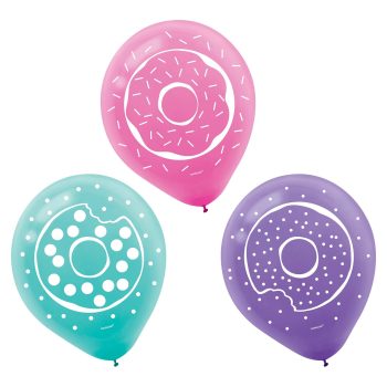 Colorful balloons with donut designs.