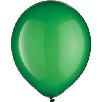 A shiny green balloon inflated and tied at the bottom.