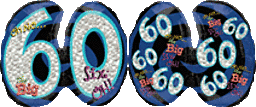 Colorful 3D numbers with text representing ages 50, 60, and 70.