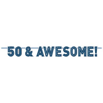 50 & Awesome! birthday banner design.