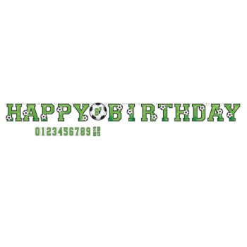 Green patterned letters spelling 'HAPPY BIRTHDAY' with green numbers below.