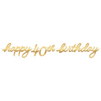 Golden "Happy 40th Birthday" scripted text.